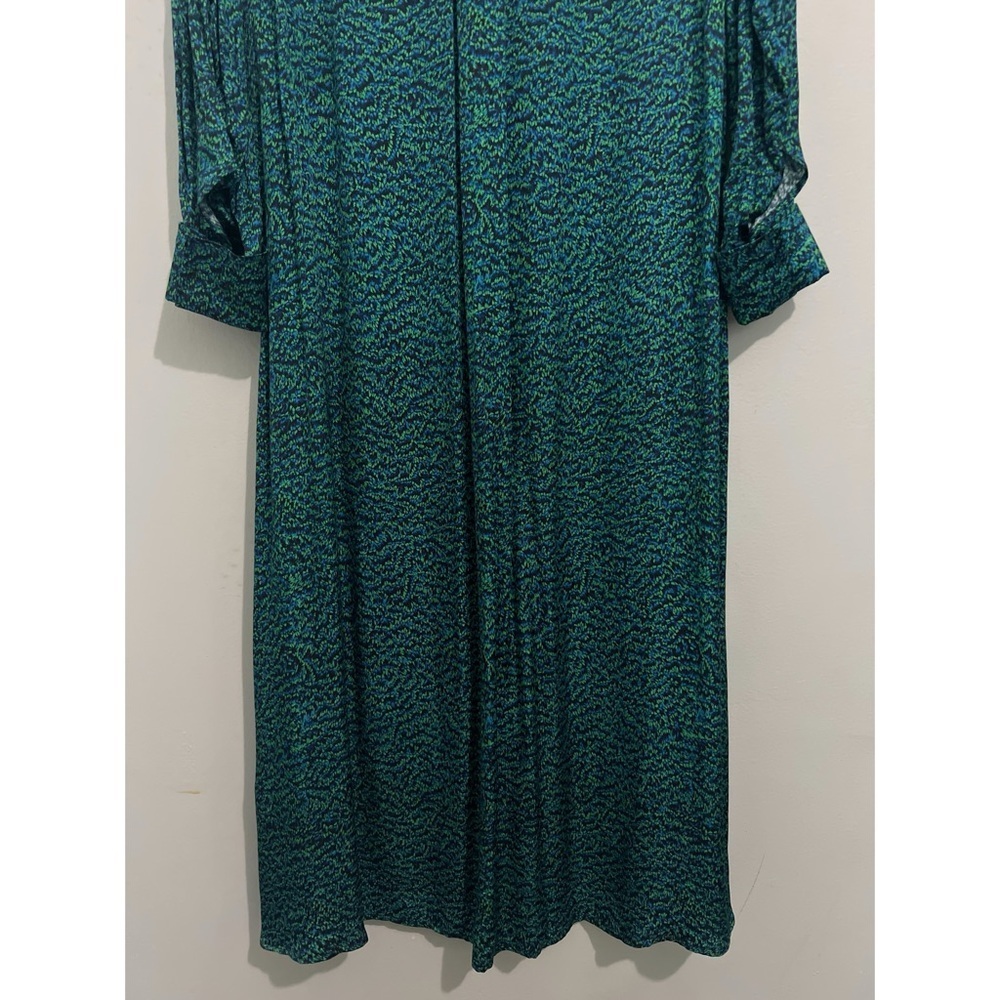 COS Shirt Dress Women’s 2 Teal Black Marble Printed Midi Rayon Long Sleeve - Picture 8 of 14